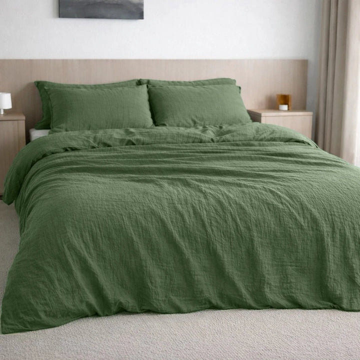 Drap housse bonnet:30cm 100% gaze de coton lavé vert cèdre by Baton Rouge