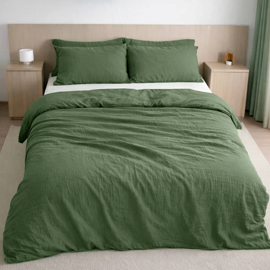 Housse de couette 100% gaze de coton lavé vert cèdre by Baton Rouge