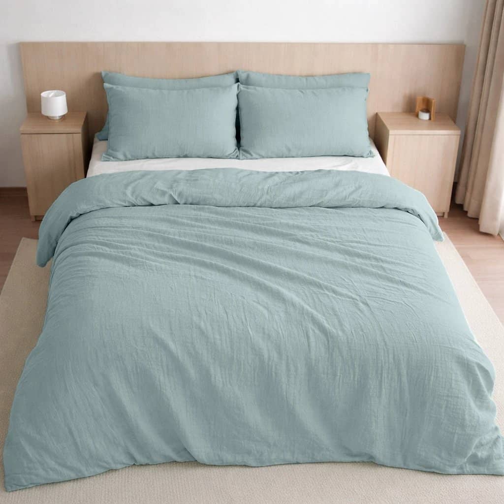 Housse de couette 100% gaze de coton lavé bleu givrée by Baton Rouge