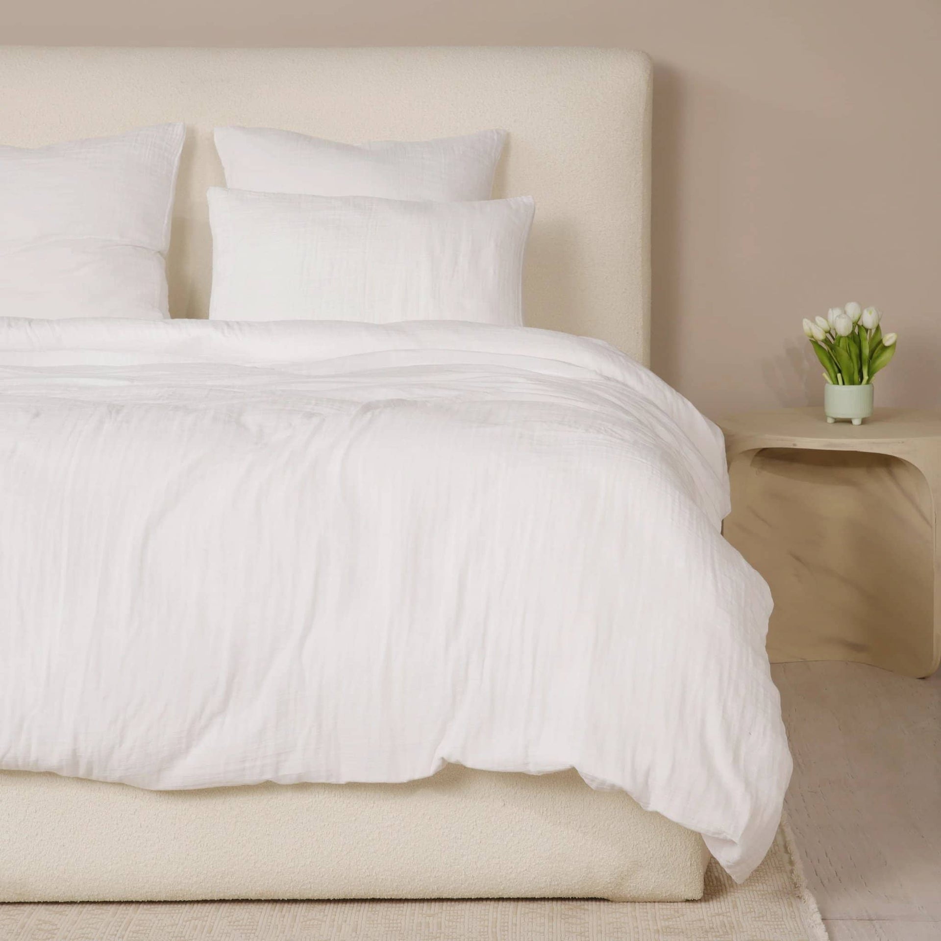 Parure de couette 3 pcs 100% gaze de coton lavé blanc pur by Atelier du linge