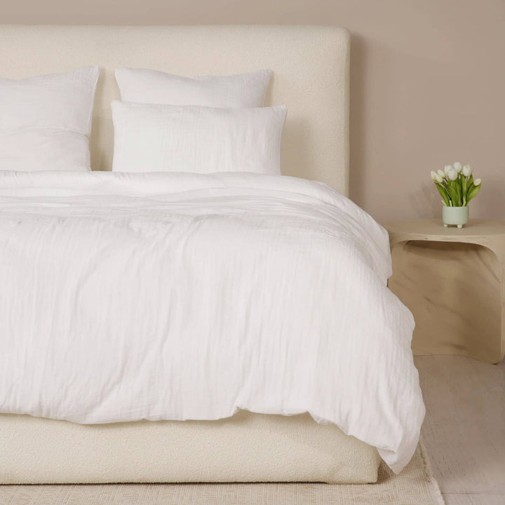 Parure de couette 3 pcs 100% gaze de coton lavé blanc pur by Atelier du linge