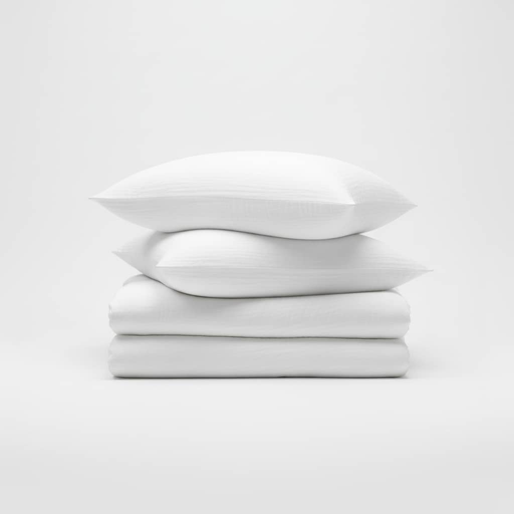 Parure de couette 3 pcs 100% gaze de coton lavé blanc pur by Atelier du linge