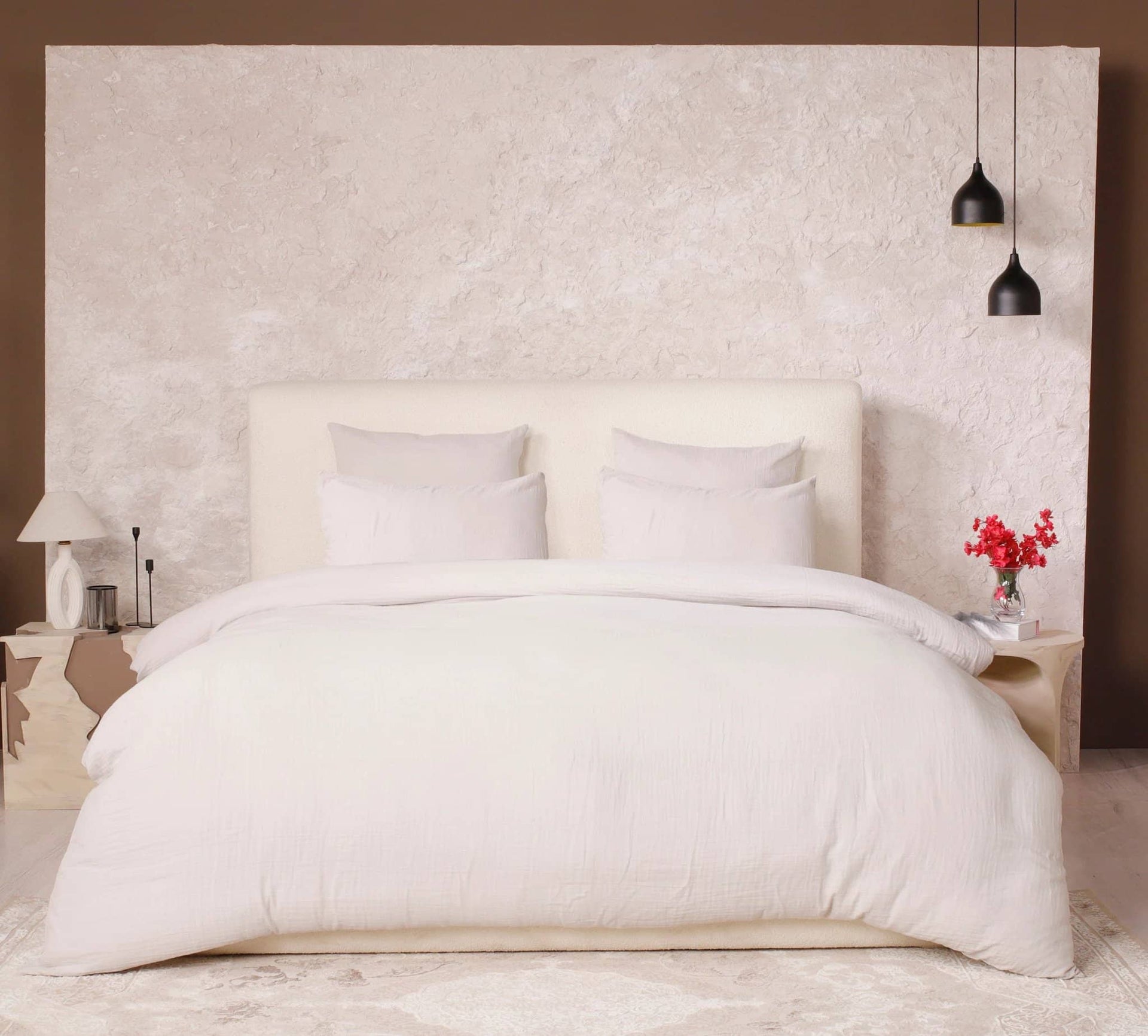 Parure de couette 3 pcs 100% gaze de coton lavé ecru naturel by Atelier du linge