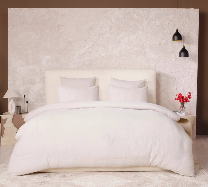 Parure de couette 3 pcs 100% gaze de coton lavé ecru naturel by Atelier du linge
