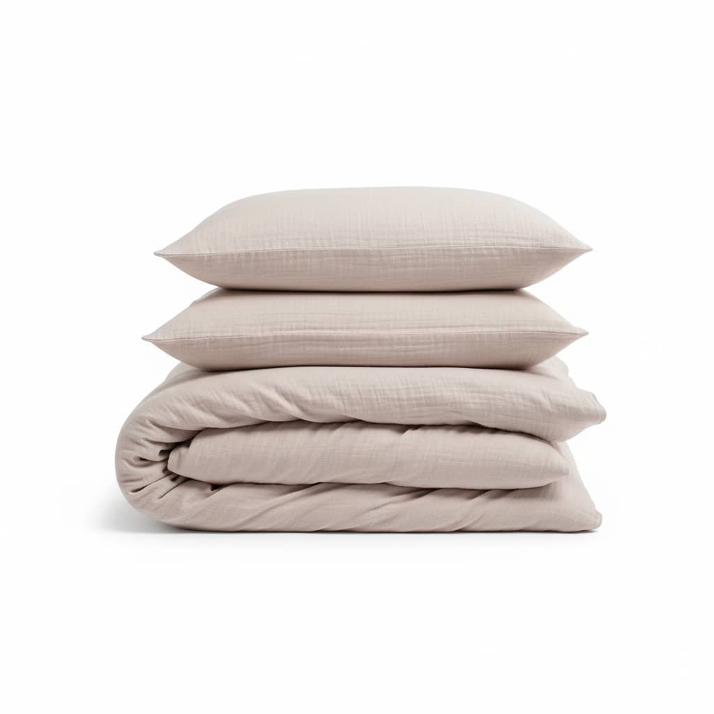 Parure de couette 3 pcs 100% gaze de coton lavé ecru naturel by Atelier du linge