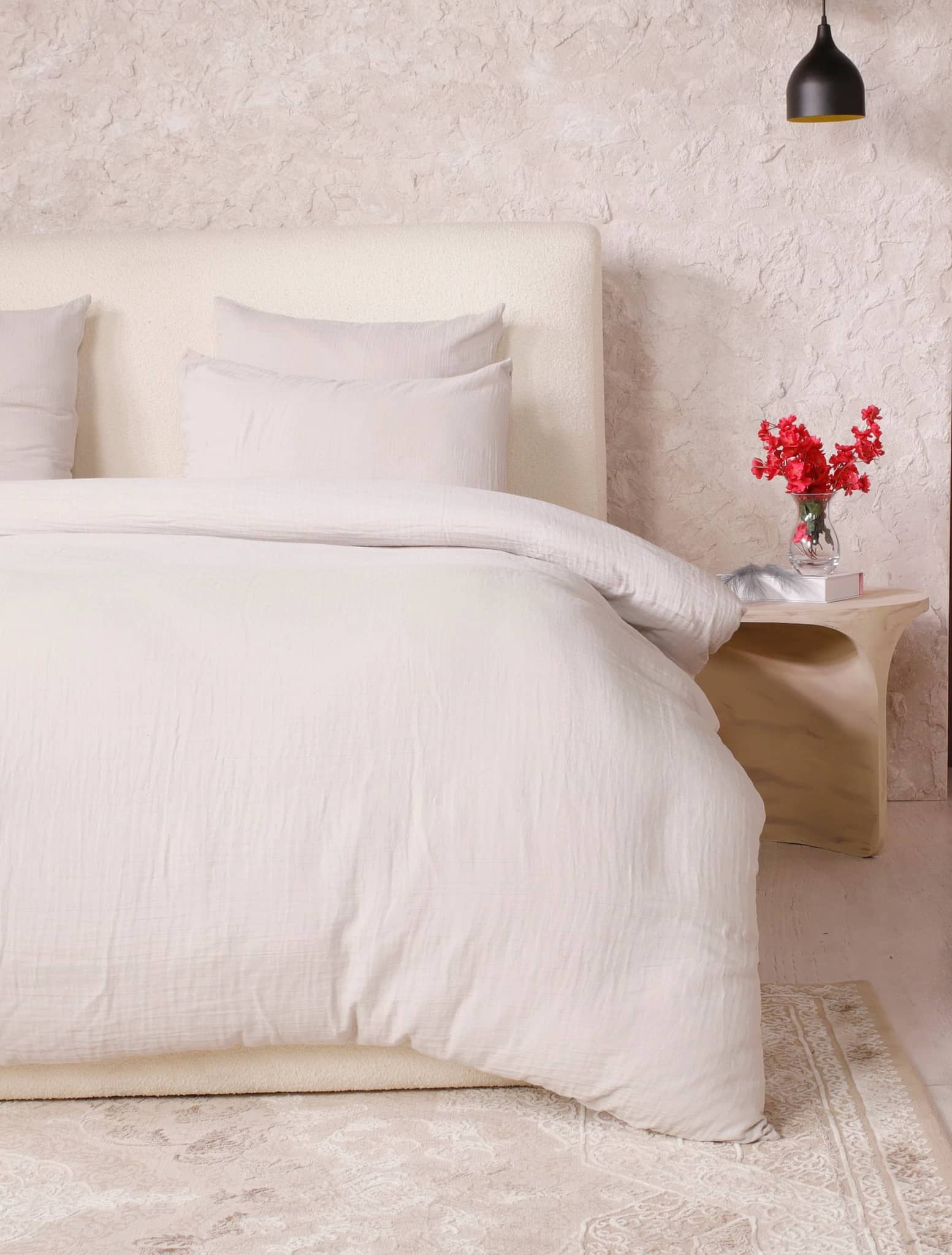Parure de couette 3 pcs 100% gaze de coton lavé ecru naturel by Atelier du linge
