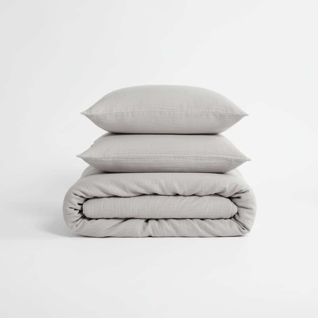 Parure de couette 3 pcs 100% gaze de coton lavé gris glacier by Atelier du linge