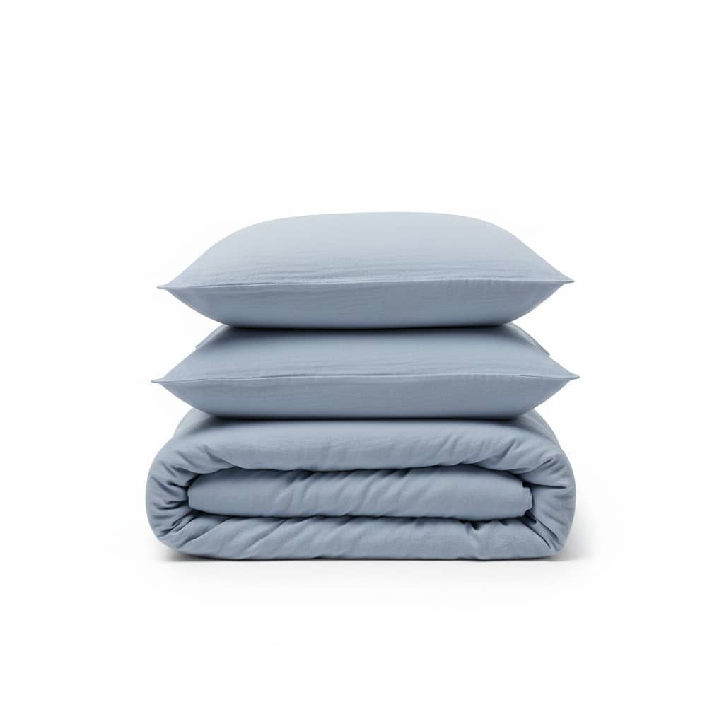 Parure de couette 3 pcs 100% gaze de coton lavé bleu givrée by Atelier du linge