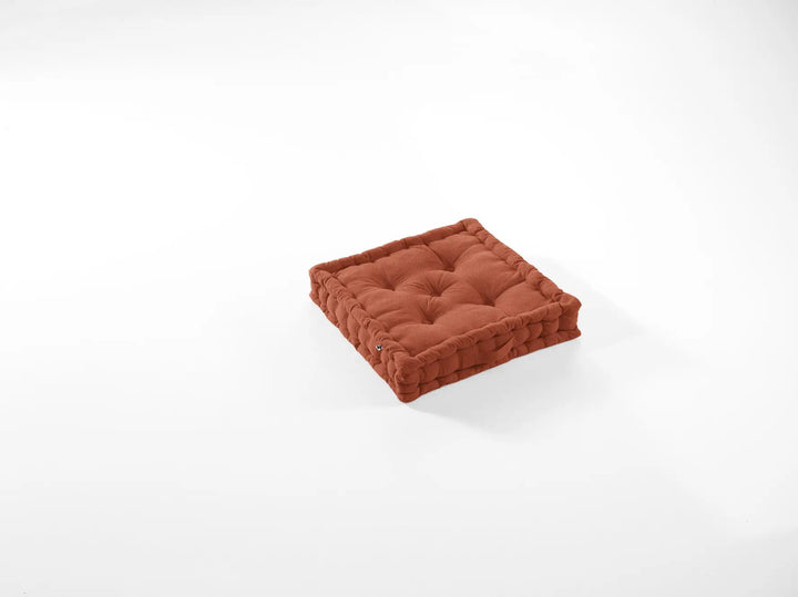 Coussin de sol 50 x 50 x10 cm Coton uni KALA Terracotta by L'effet papillon