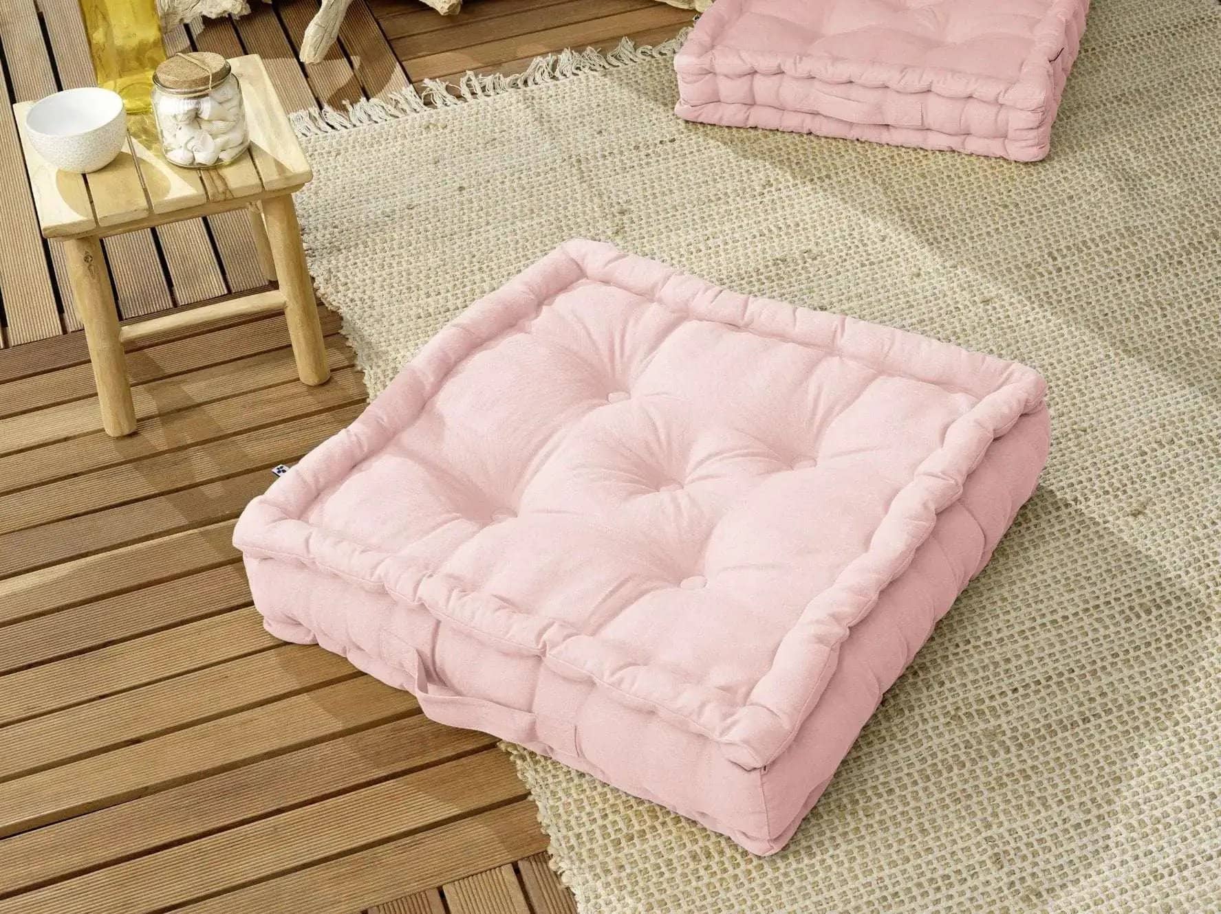 Coussin de sol 50 x 50 x 10 cm Coton uni KALA Pivoine by L'effet papillon