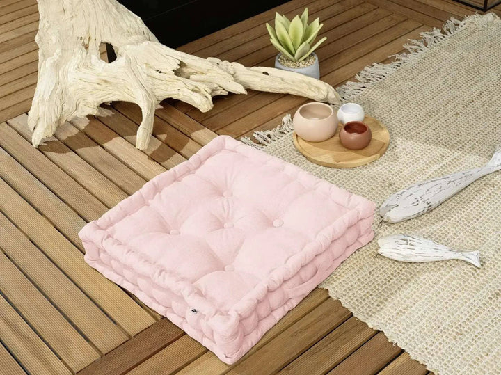 Coussin de sol 50 x 50 x 10 cm Coton uni KALA Pivoine by L'effet papillon