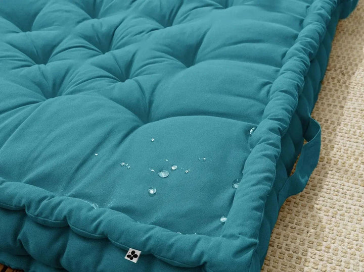 Coussin de sol 50 x 50 x 10 cm Coton uni KALA Paon by L'effet papillon