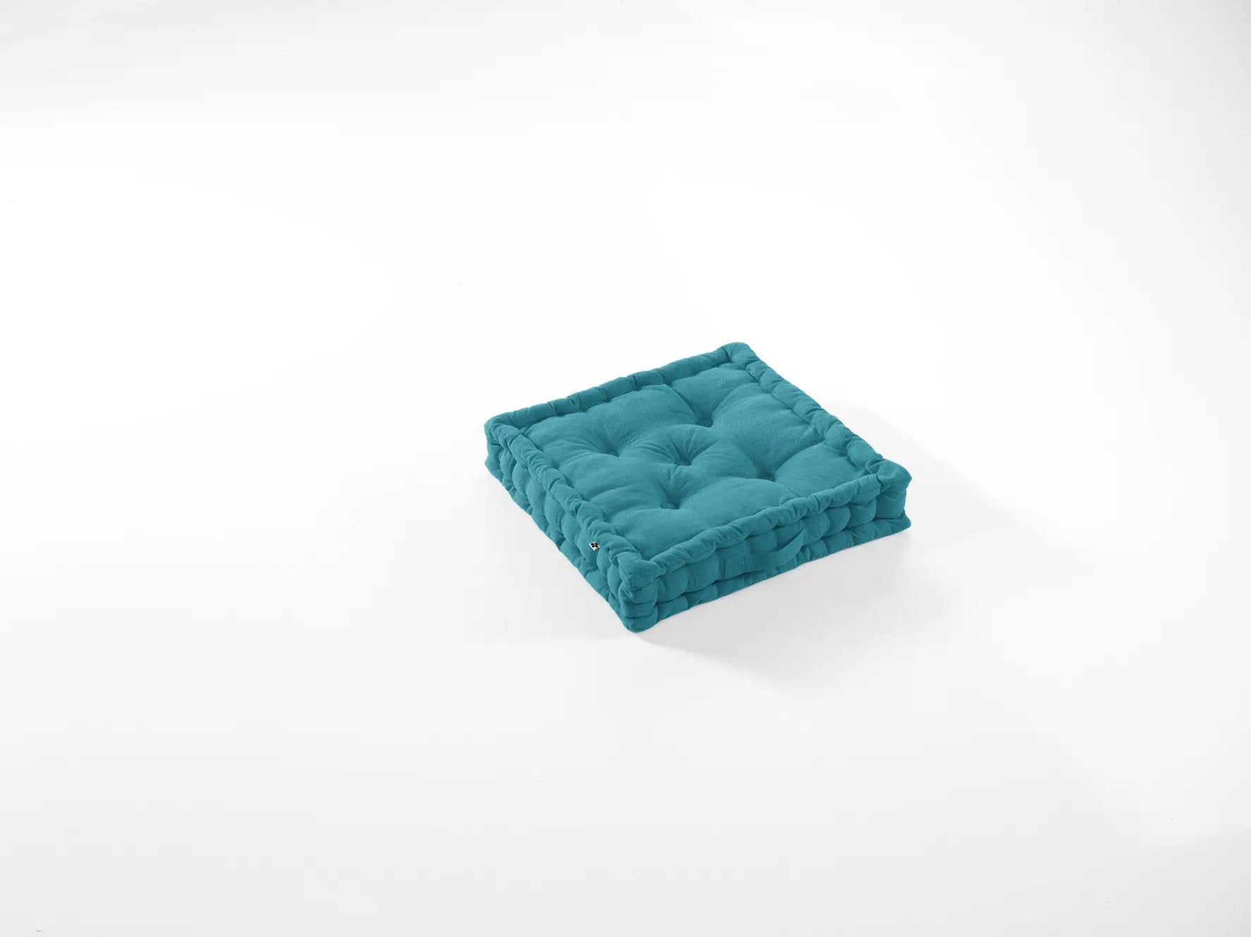 Coussin de sol 50 x 50 x 10 cm Coton uni KALA Paon by L'effet papillon