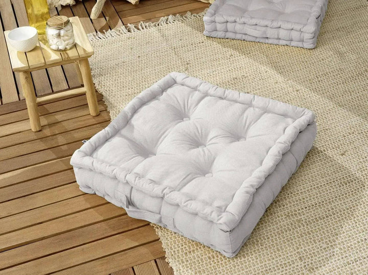 Coussin de sol 50 x 50 x 10 cm Coton uni KALA Nuage by L'effet papillon