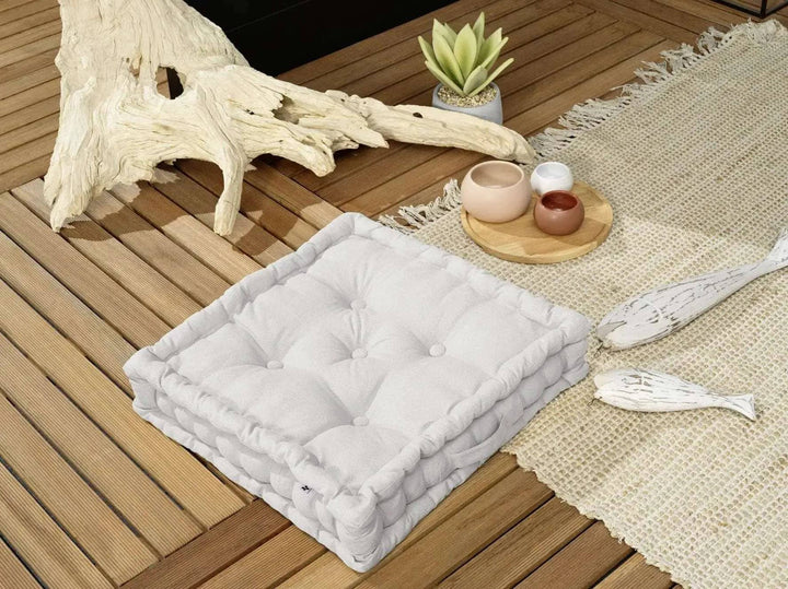 Coussin de sol 50 x 50 x 10 cm Coton uni KALA Nuage by L'effet papillon