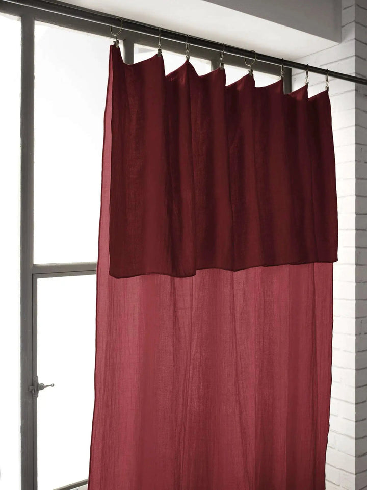 Rideau ajustable + 8 anneaux pince 140 x 300 cm Gaze de coton unie GAÏA Lie de vin by L'effet papillon
