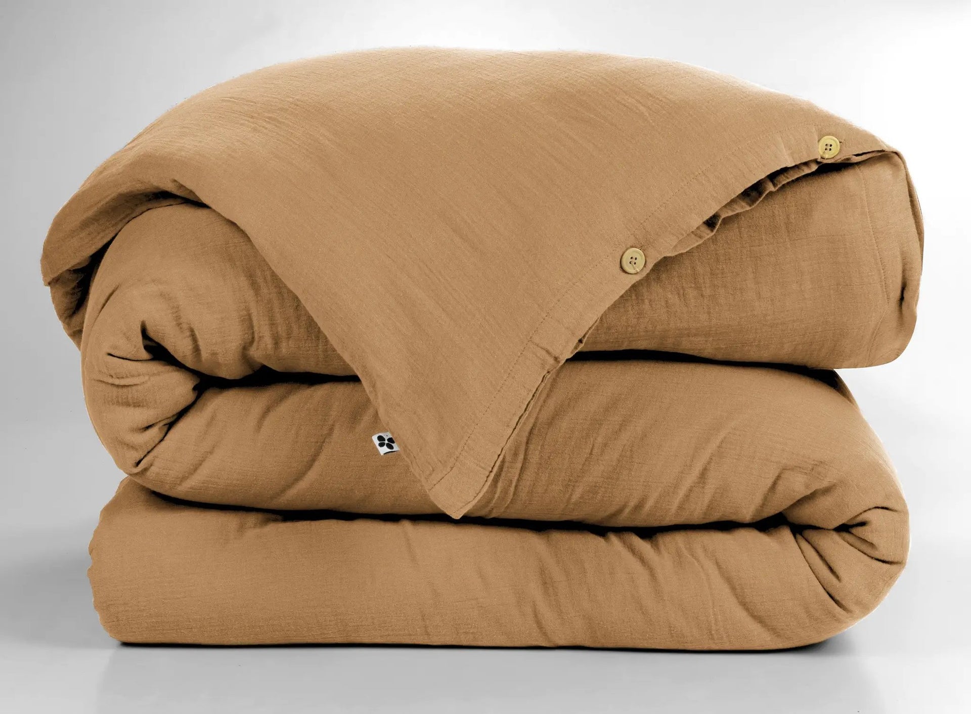 Housse de couette 140 x 200 cm Gaze de coton unie GAÏA Camel by L'effet papillon