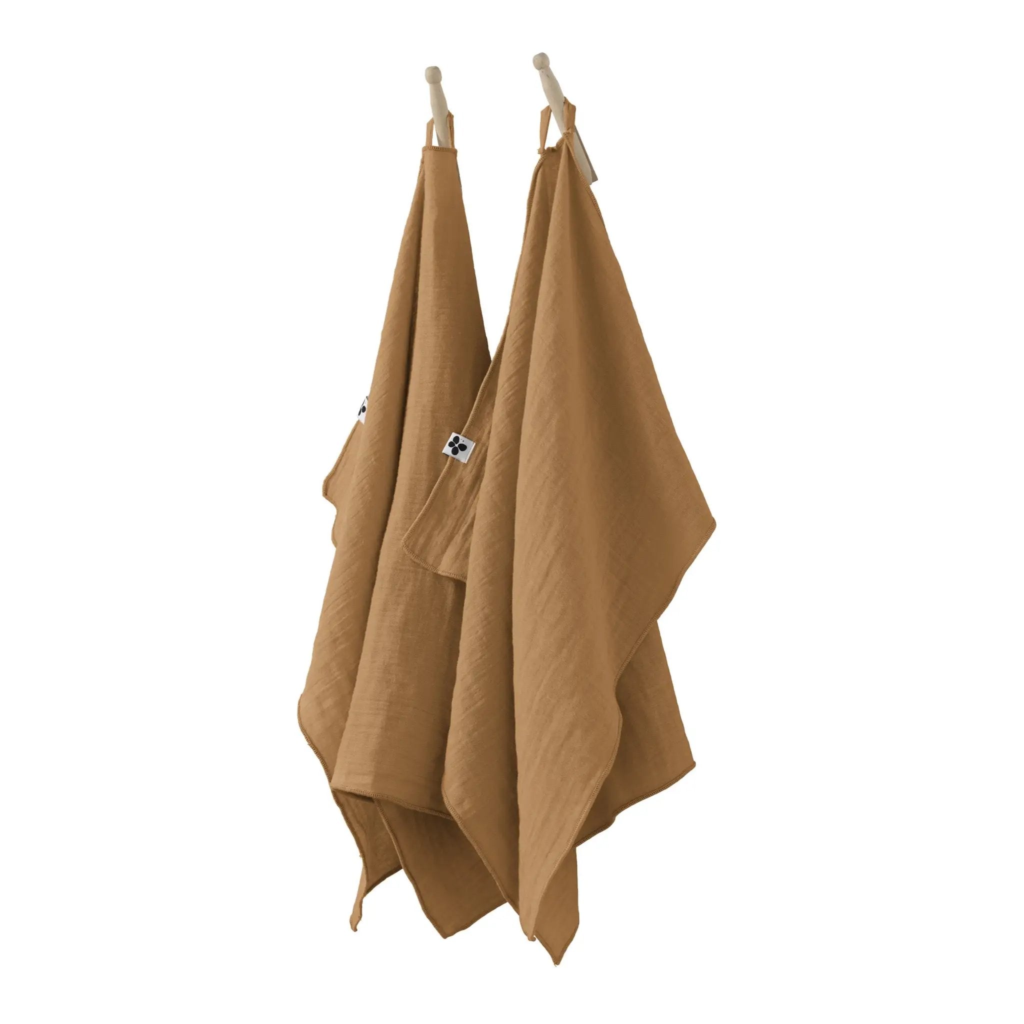 Lot de 2 essuie-mains 50 x 70 cm Gaze de coton unie GAÏA Camel by L'effet papillon
