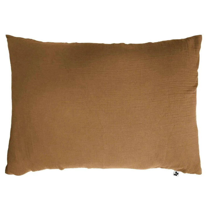 Taie d'oreiller Gaze de coton unie GAÏA Camel by L'effet papillon