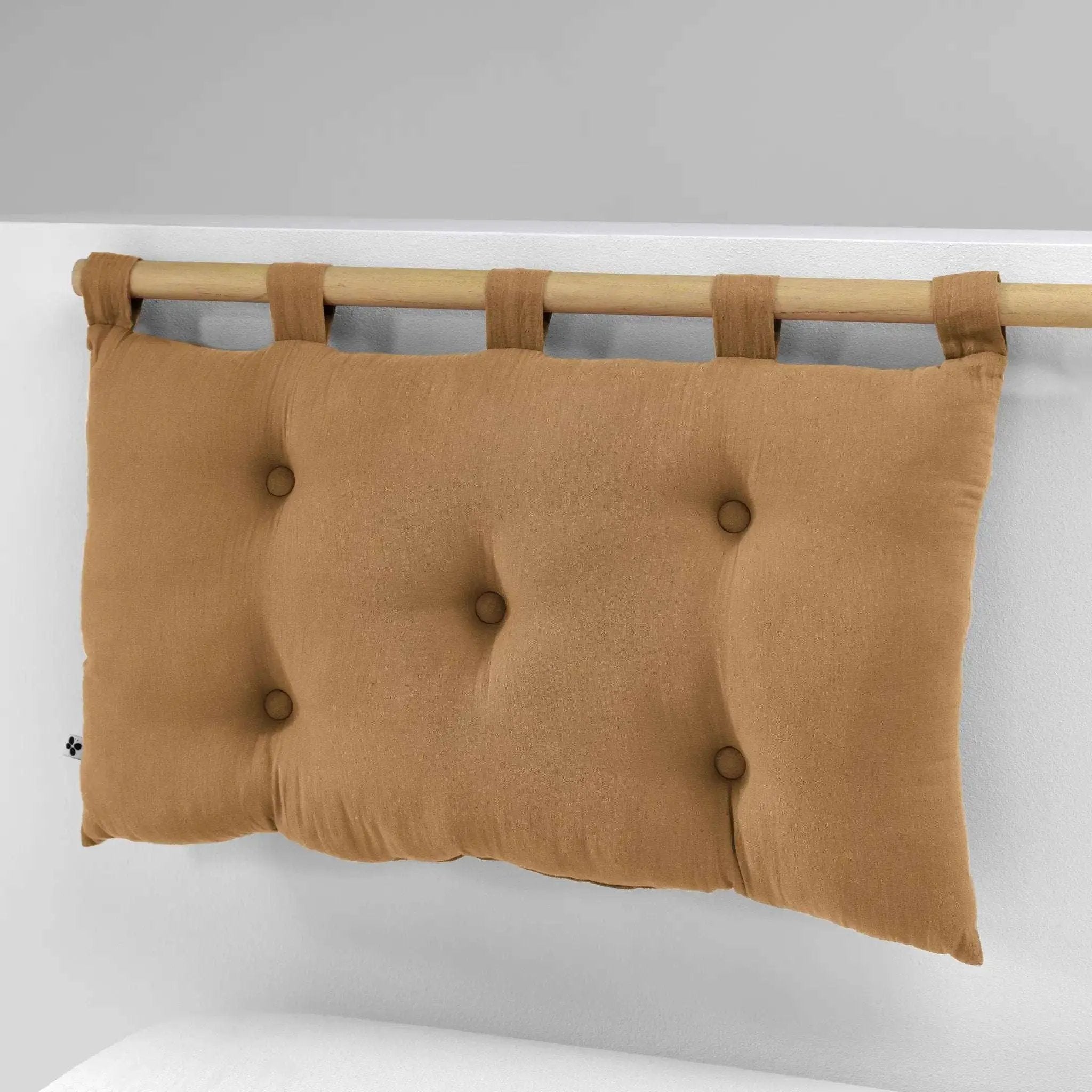 Tête de lit 5 boutons avec passants 50 x 80 cm Gaze de coton unie GAÏA Camel by L'effet papillon