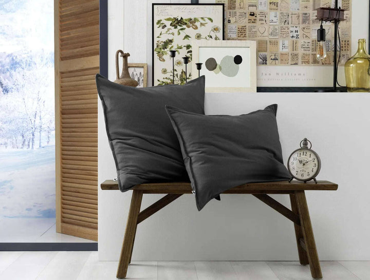 Taie d'oreiller 63 x 63 cm Flanelle unie CANDICE Orage by L'effet papillon