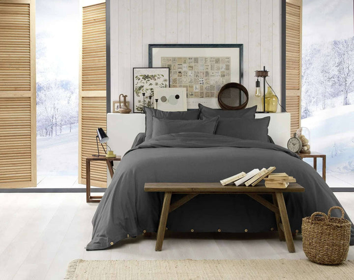 Taie d'oreiller 63 x 63 cm Flanelle unie CANDICE Orage by L'effet papillon