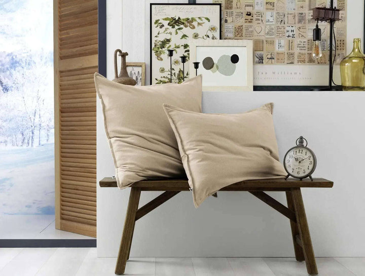 Taie d'oreiller Flanelle unie CANDICE Sable by L'effet papillon
