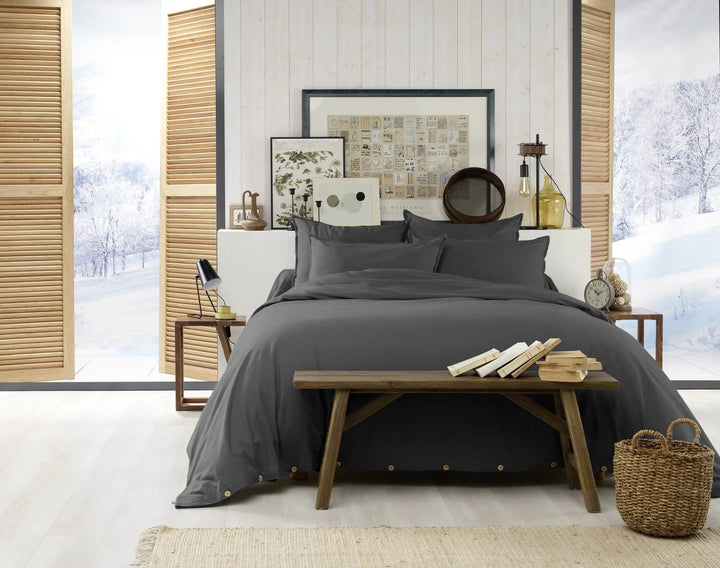 Housse de couette 140 x 200 cm Flanelle unie CANDICE Orage by L'effet papillon