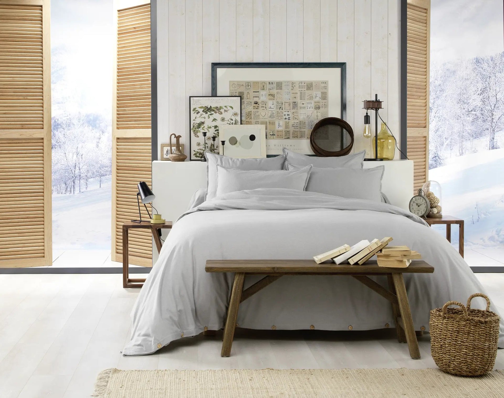 Housse de couette 140 x 200 cm Flanelle unie CANDICE Brume by L'effet papillon