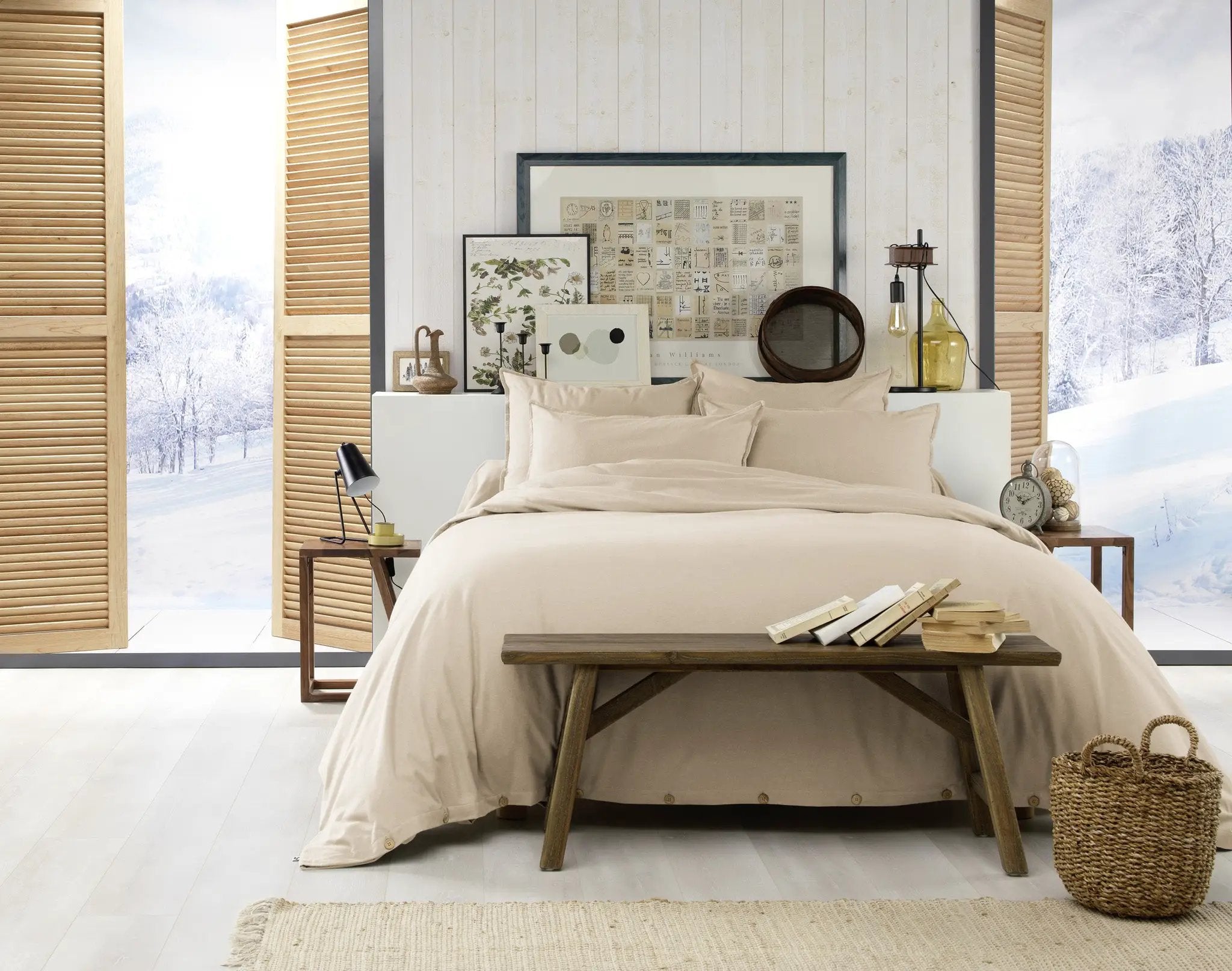 Housse de couette 140 x 200 cm Flanelle unie CANDICE Sable by L'effet papillon