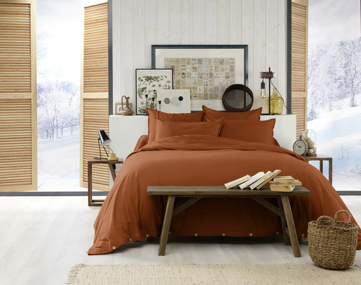 Housse de couette 140 x 200 cm Flanelle unie CANDICE Tomette by L'effet papillon