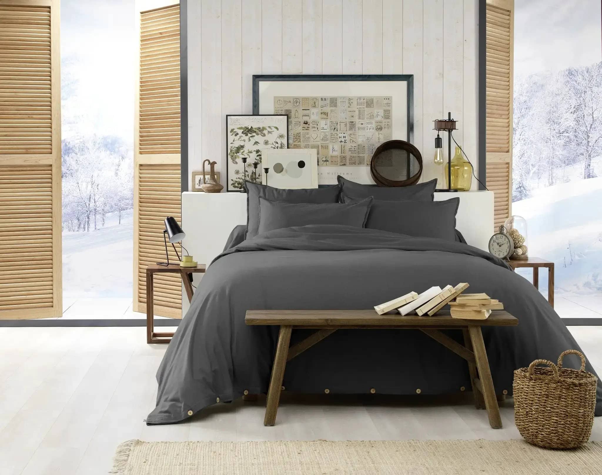 Housse de couette Flanelle unie CANDICE Orage by L'effet papillon