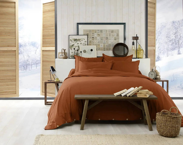 Housse de couette Flanelle unie CANDICE Tomette by L'effet papillon