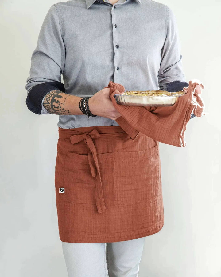 Tablier serveur 45 x 80 cm Gaze de coton unie GAÏA Terracotta by L'effet papillon