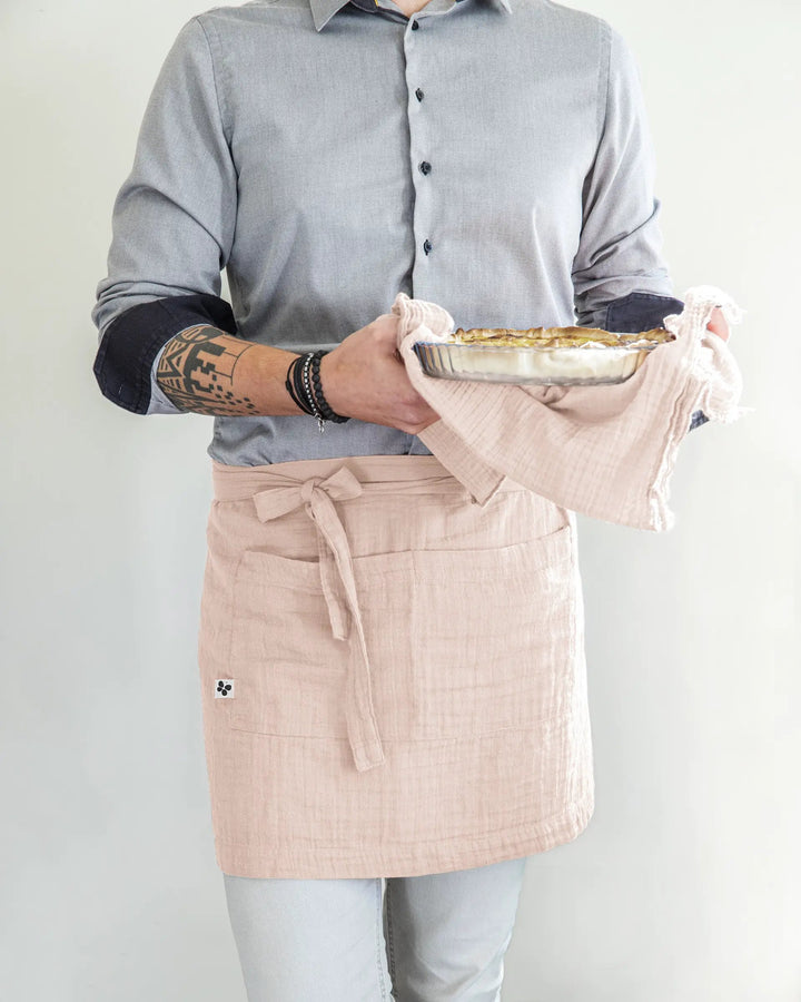 Tablier serveur 45 x 80 cm Gaze de coton unie GAÏA Guimauve by L'effet papillon