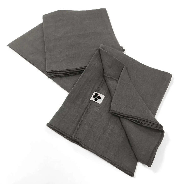 Lot de 3 serviettes 40 x 40 cm Gaze de coton unie GAÏA Granit by L'effet papillon