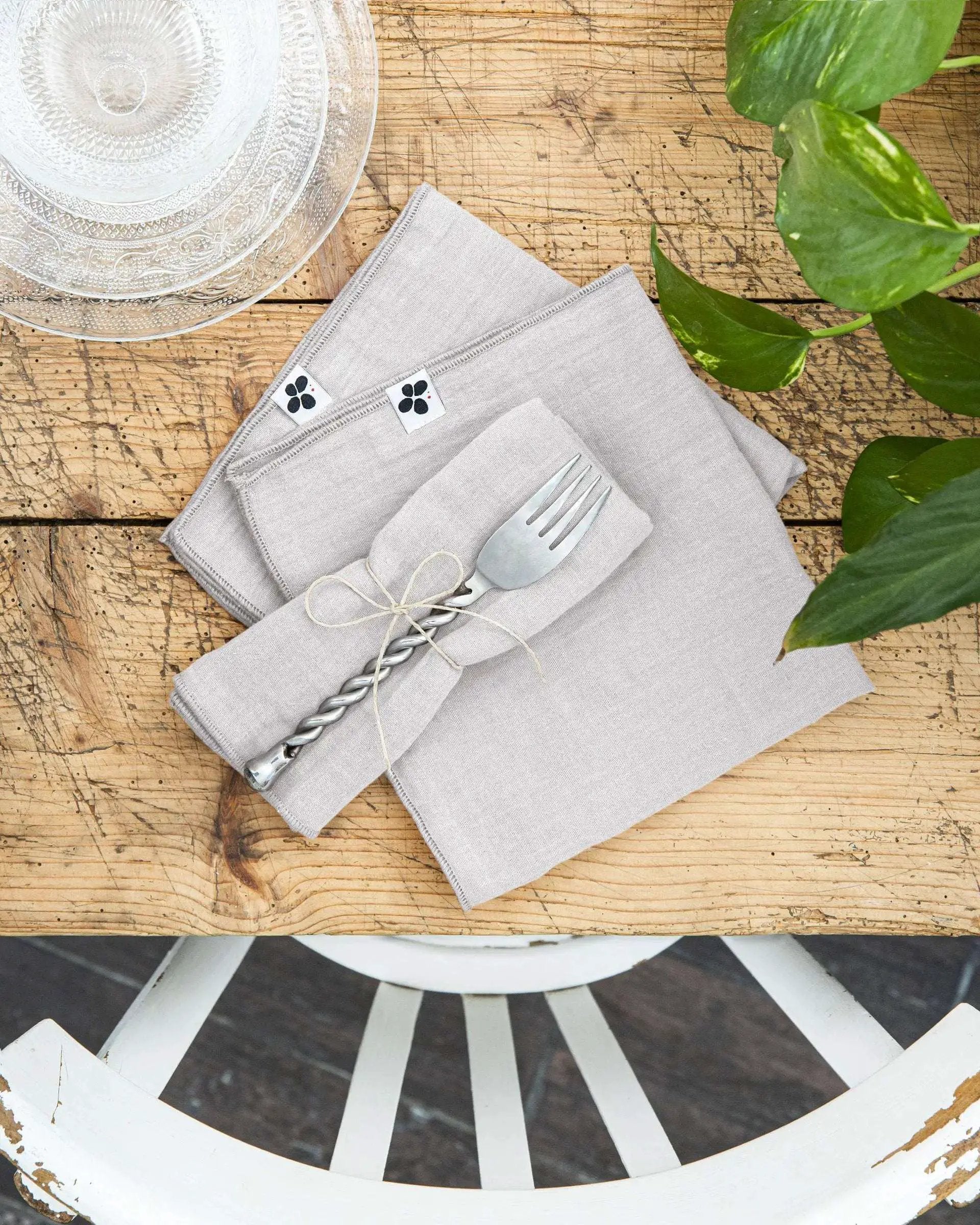 Lot de 3 serviettes 40 x 40 cm Gaze de coton unie GAÏA Nuage by L'effet papillon