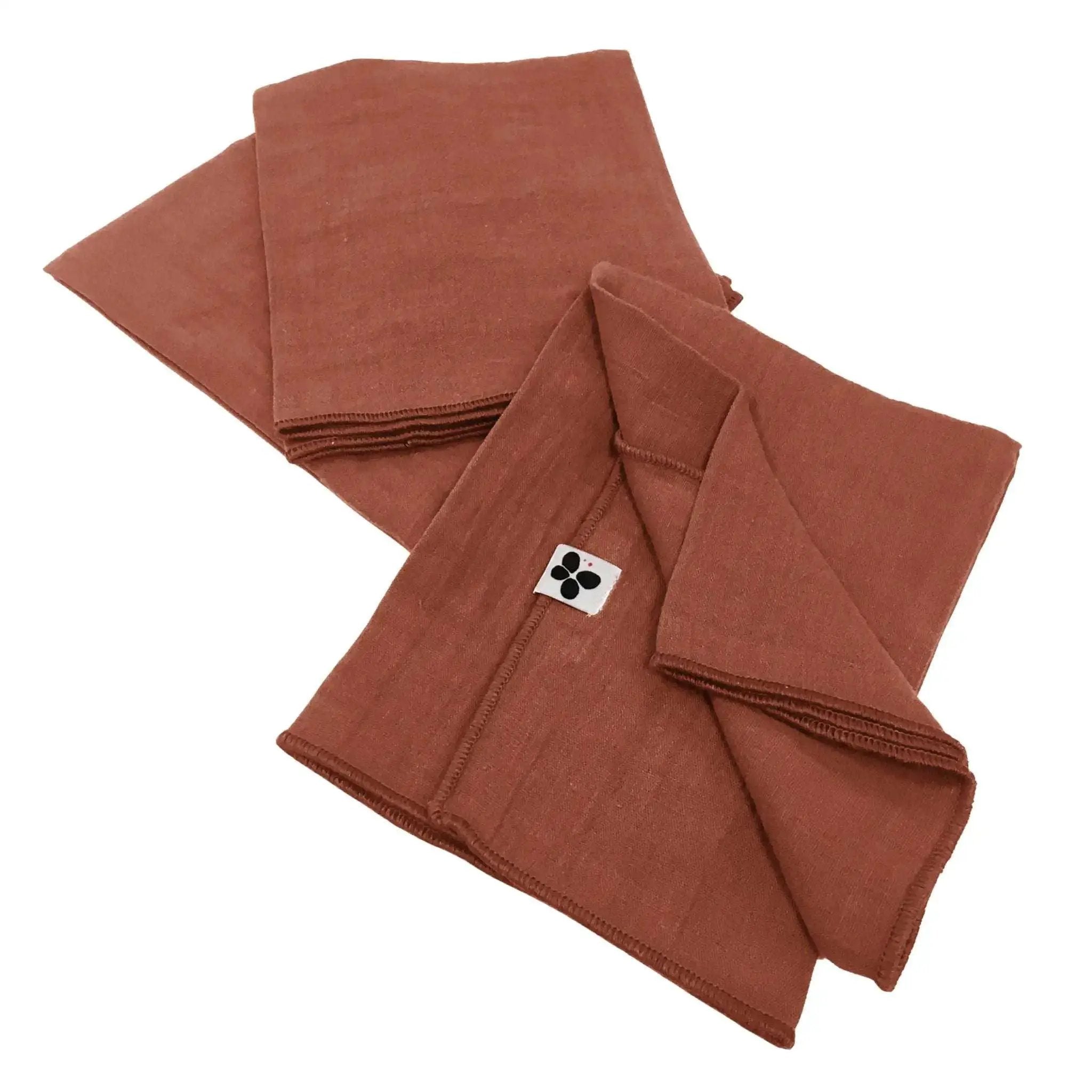 Lot de 3 serviettes 40 x 40 cm Gaze de coton unie GAÏA Terracotta by L'effet papillon