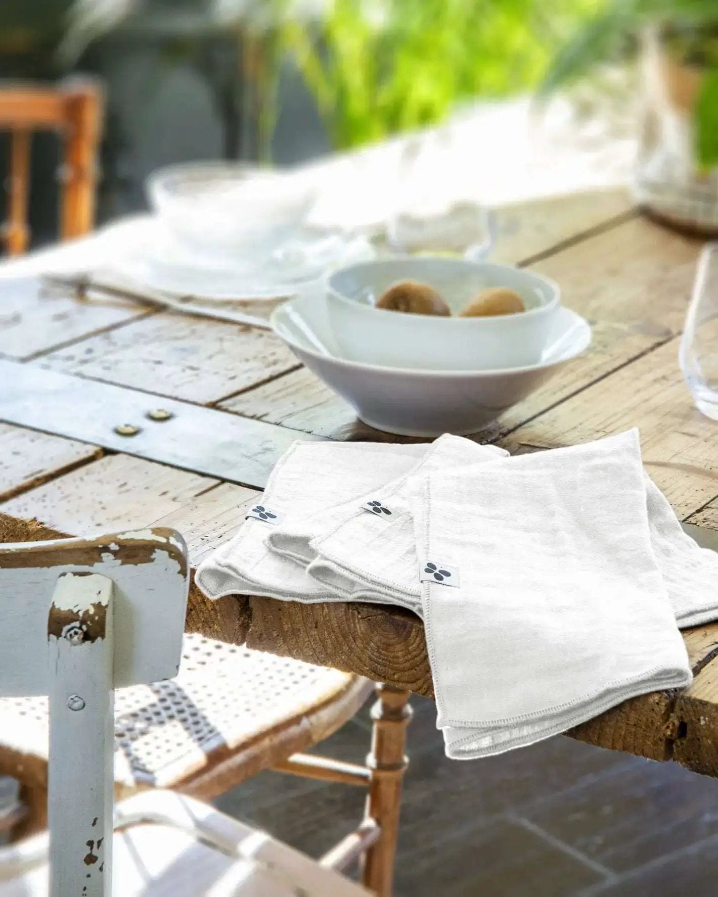 Lot de 3 serviettes 40 x 40 cm Gaze de coton unie GAÏA Chantilly by L'effet papillon
