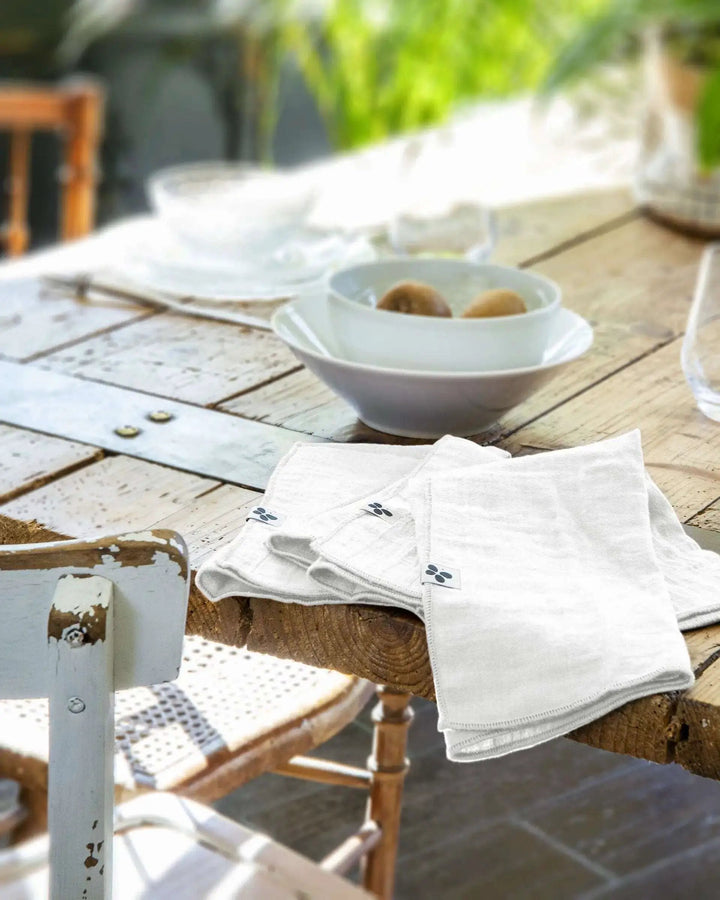Lot de 3 serviettes 40 x 40 cm Gaze de coton unie GAÏA Chantilly by L'effet papillon