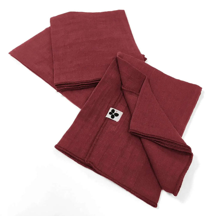 Lot de 3 serviettes 40 x 40 cm Gaze de coton unie GAÏA Lie de vin by L'effet papillon
