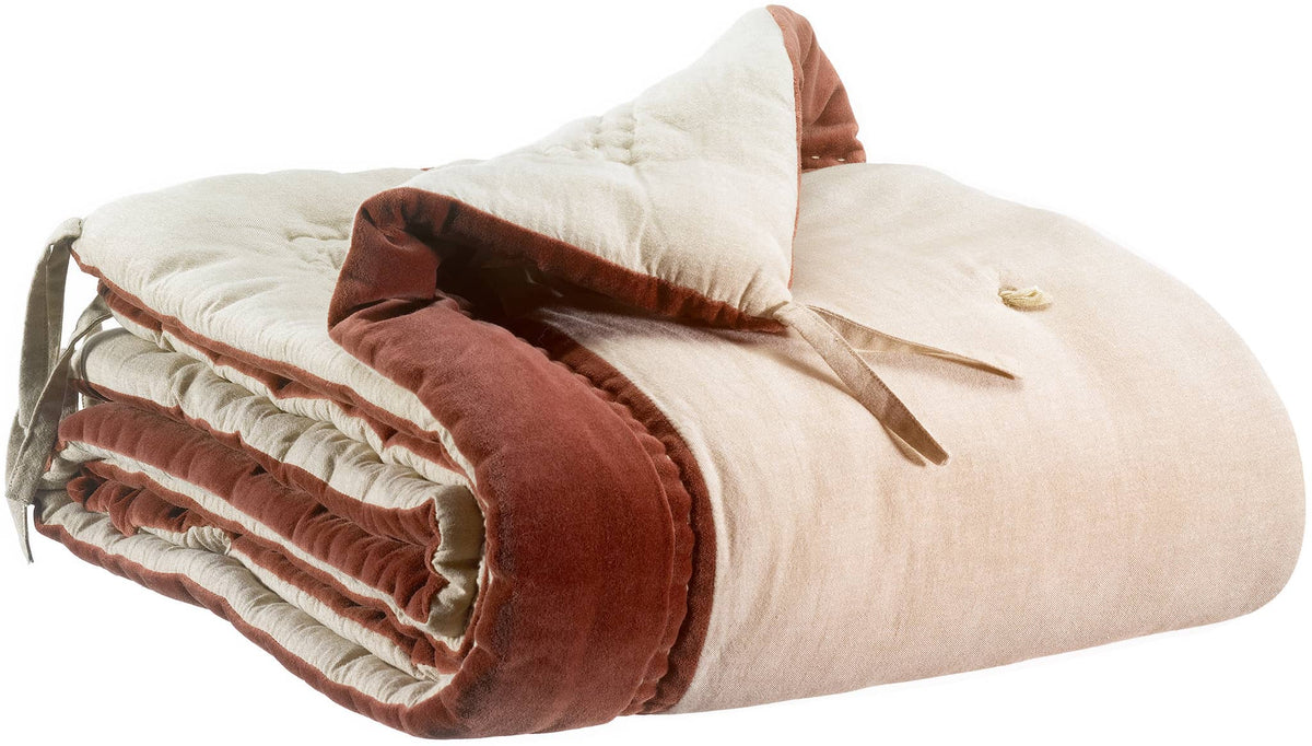 Édredon Elise Chambray coton Tabac 80x180 Casa Plume