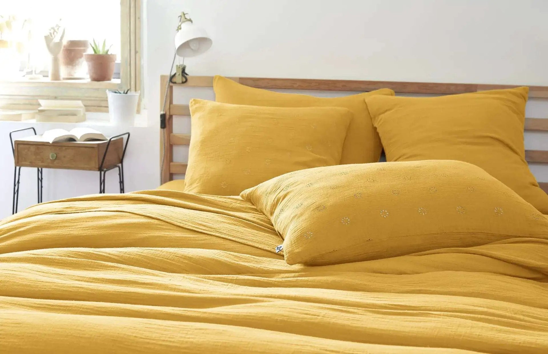 Taie d'oreiller Gaze de coton GAÏA BOHO Safran by L'effet papillon