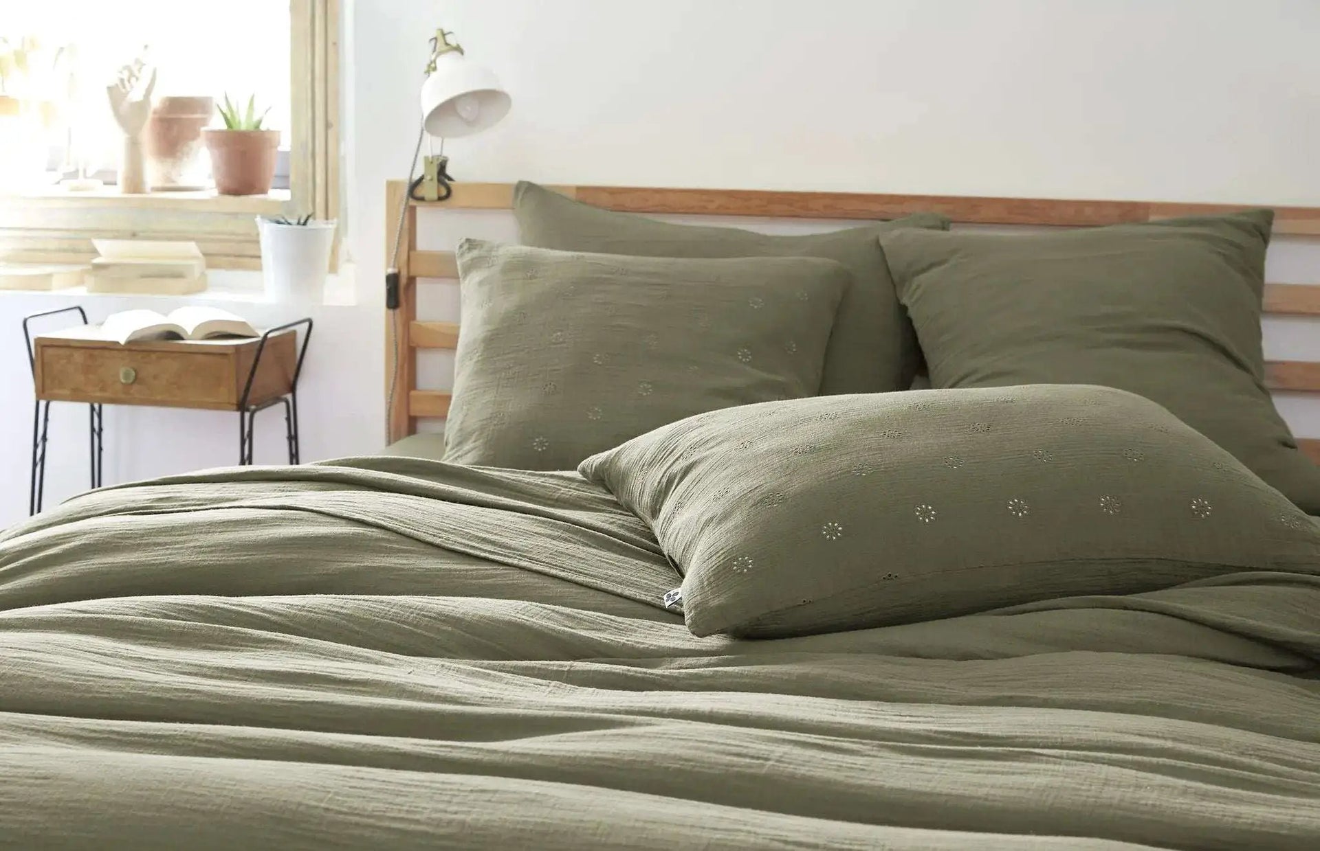 Taie d'oreiller Gaze de coton GAÏA BOHO Romarin by L'effet papillon