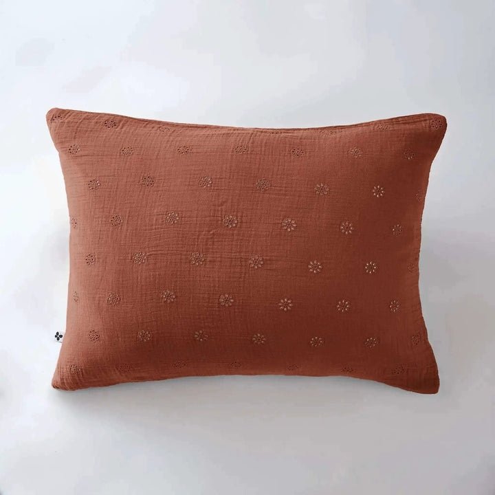 Taie d'oreiller Gaze de coton GAÏA BOHO Terracotta by L'effet papillon