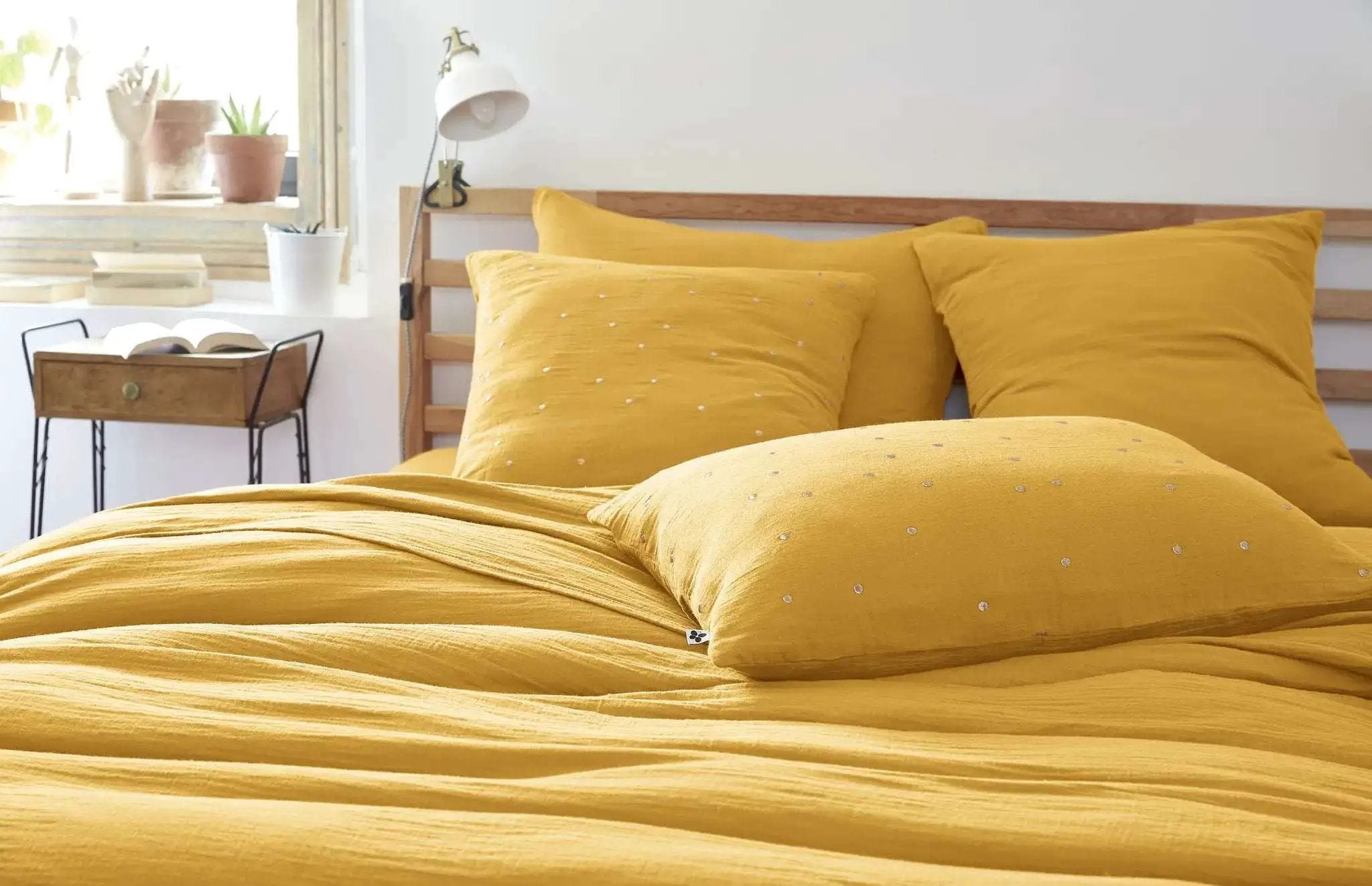 Taie d'oreiller Gaze de coton GAÏA CHIC Safran by L'effet papillon