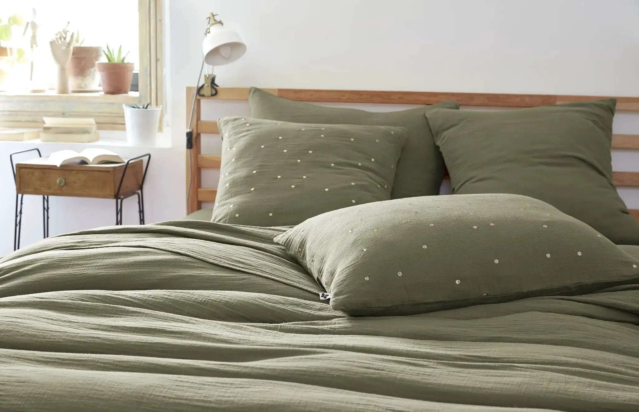 Taie d'oreiller 60 x 60 cm Gaze de coton GAÏA CHIC Romarin by L'effet papillon