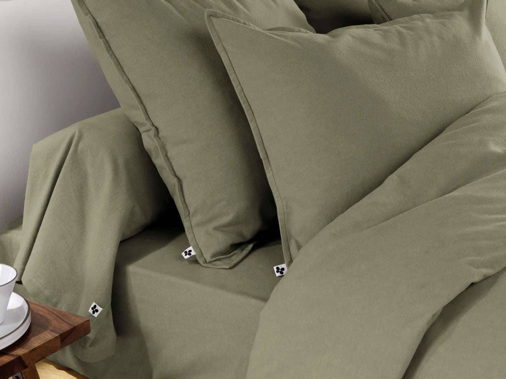 Taie d'oreiller 63 x 63 cm Flanelle unie CANDICE Romarin by L'effet papillon