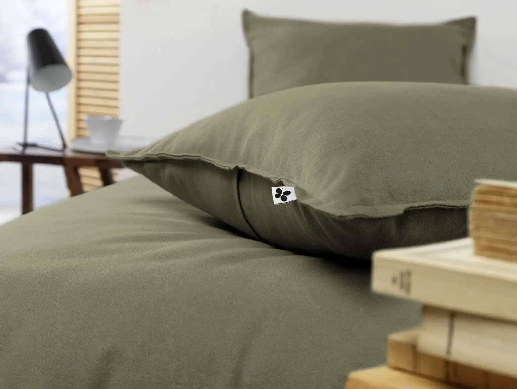 Taie d'oreiller Flanelle unie CANDICE Romarin by L'effet papillon