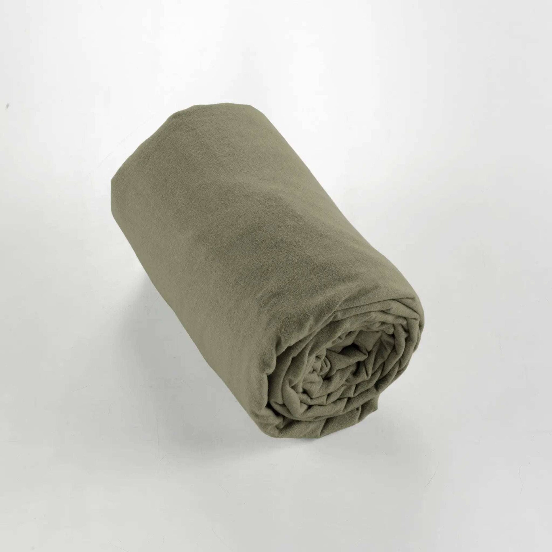 Drap housse 90 x 190 cm Flanelle unie CANDICE Romarin by L'effet papillon